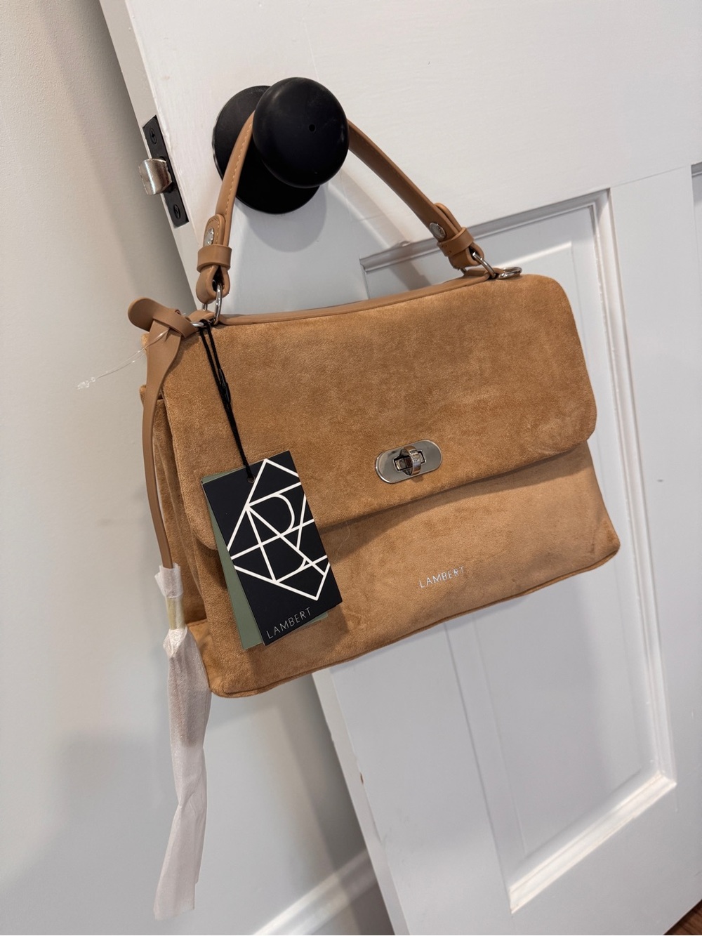 NWT Lambert The Freya – 2-in-1 Beige Vegan Suede Handbag Crossbody